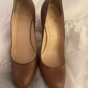 Christian Louboutin Textured Brown Heels